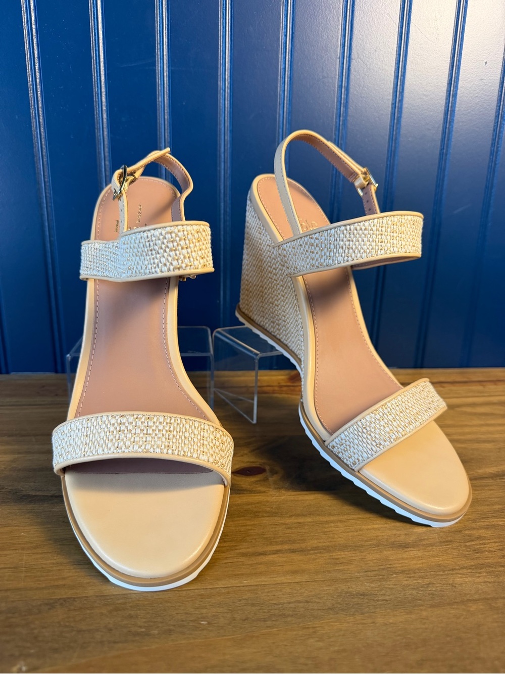 Linea Paolo Edith-L Natural Woven Wedge Sandals Size 10